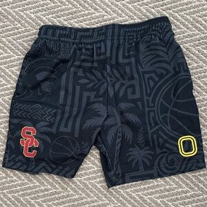 Boys Overtime Athletic mesh Shorts with Red and Yellow Logo